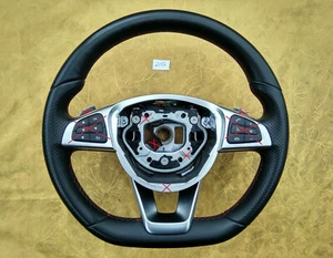 15-18 MERCEDES BENZ A CLS GLE GLA GLS STEERING WHL shift FLAT BOTTOM red AMG - Picture 1 of 11