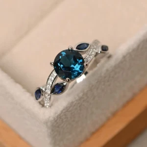 Round Cut 2.27 Ct Natural Topaz Diamond Wedding Ring Solid 950 Platinum Size 7.5 - Picture 1 of 8