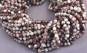NATURAL PINK TOURMALINE IN MATRIX 5MM ROUND BEADS 15.5" STRAND - Picture 1 of 1