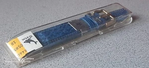 NOS HIRSCH 10ATM VINTAGE 18mm BLUE SHARK OPEN END WATCH BAND GOLD BUCKLE - Picture 1 of 11