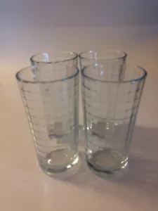 Pasabahce 8 Unzen 4 Saftglas Set ~ gebraucht ~ 5" hoch ~ im schottischen Muster ~ Blockoptik - Bild 1 von 7