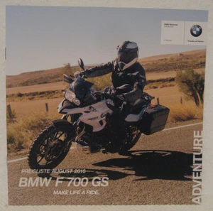 BMW Motorrad Prospekt: F 700 GS - Preisliste August 2016, Druckdatum 07/2016 - Bild 1 von 1