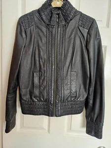Black Leather Jacket Women's Size 10 - Picture 1 of 3