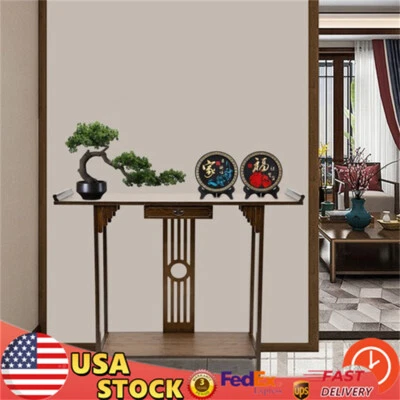2-Layer Console Table Retro Long Table for Entryway Hall Photo Decor Displaying - Image 1 of 4