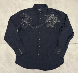 Machine Shirt Mens M Long Sleeve Button Up Grunge Goth Y2K - Picture 1 of 6