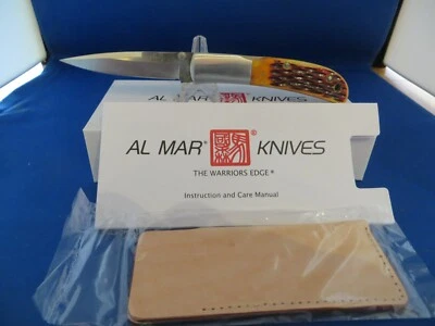 Al Mar Falcon Lockback Honey Jigged Bone Brown Folding AUS-8 Pocket Knife 7004 - Image 1 of 4
