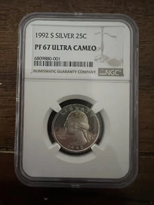 1992 s silver proof washington quarter PF67 Ultra Cameo - Picture 1 of 2