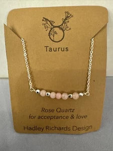 Taurus Rose Quartz Bead Necklace Acceptance Love Silver Plate 18 Inches - Picture 1 of 9
