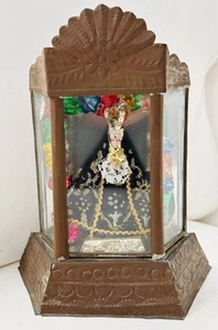 Vintage Mexiko Volkskunst Dose Schattenkasten religiös Virgen de Guadalupe - Bild 1 von 10