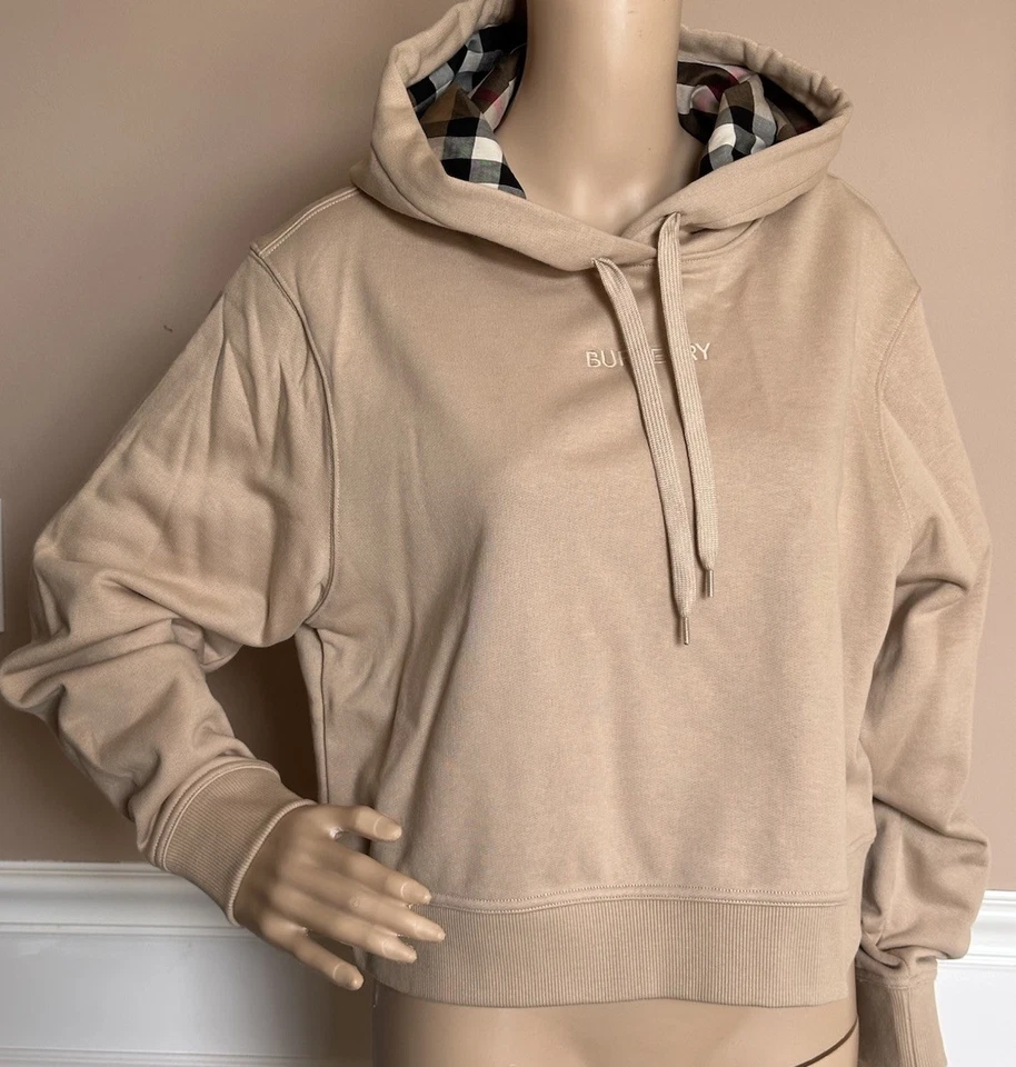 Sudadera a Cuadros con Logo Burberry Talley con Capucha Suave Fawn M 8084392 Nueva con Etiquetas $760 Foto 1 de 4
