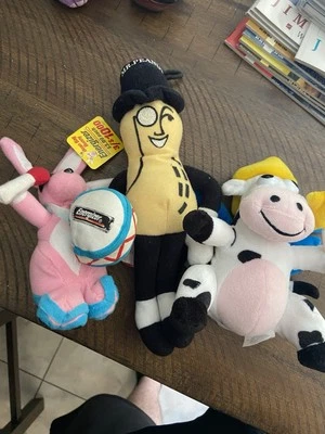 Lot Of 3 Bean Bag Plush Energizer Bunny Mr. Peanut Kraft Cheese Vintage - Image 1 of 4