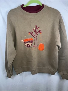 Vintage Pumpkin Herbst Thanksgiving B-Wear Sportswear Sweatshirt bestickt Gr. M - Bild 1 von 13