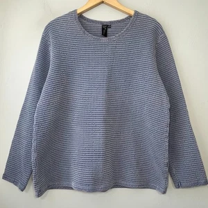 Focus Casual Life Top Size M Blue Textured Waffle Lagenlook Minimalist Boxy - Picture 1 of 8