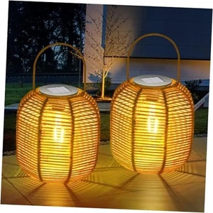 HPC Decor 2 PK Solar Lanterns-Outdoor Solar Lanterns Waterproof, Rattan Solar - Picture 1 of 8