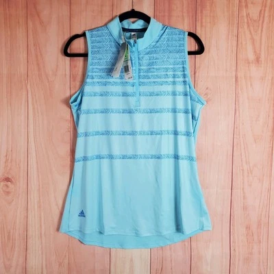 Polo Adidas Espiga Rayas Sin Mangas 1/2 Cremallera Para Mujer Talla L Grande NUEVO Foto 1 de 4