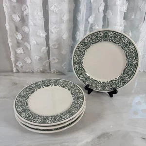 Jackson Custom China Green Transferware Dinner Plates Restaurant Ware Set of 4 - Picture 1 of 12