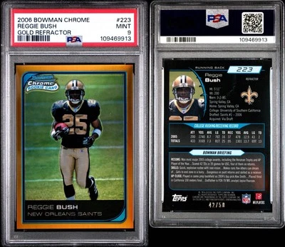 2006 Bowman Chrome #223 Reggie Bush Gold Refractor /50 RC ROOKIE PSA 9 Mint USC - Image 1 of 3