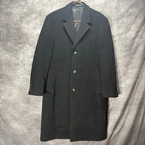 LRL Ralph Lauren Black Wool Cashmere Overcoat Men Size 40R Dressy Classic READ - Picture 1 of 23