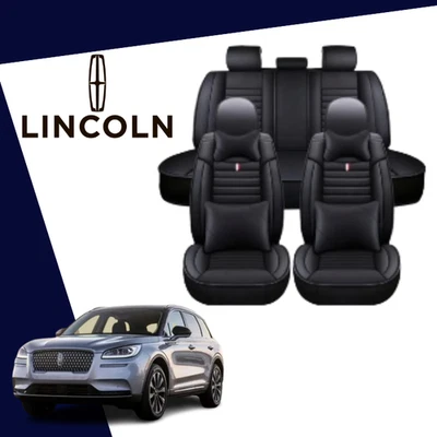 Para todas las fundas de asiento de coche Lincoln 9 piezas delanteras traseras premium aspecto elegante cuero ecológico Foto 1 de 4