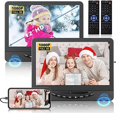12" Dual Portable DVD Player for Car with 1080P HDMI Input, Rechargeable Dual - Image 1 of 4