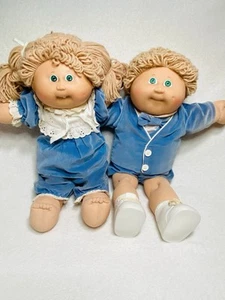 Muñeca Coleco Cabbage Patch Kids 1982 de colección muñeca CPK traje azul muñecas gemelas - Imagen 1 de 14