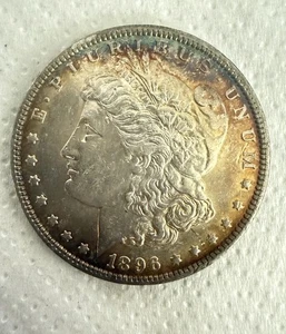 1896 P Morgan Dollar AU About Uncirculated Nice Coin Beautiful  Toning Silver - Picture 1 of 2
