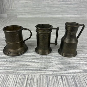 Lot Of 3 Antique German Oil Measuring Cup Licht Lebensmittel Echt 3” - Imagen 1 de 8