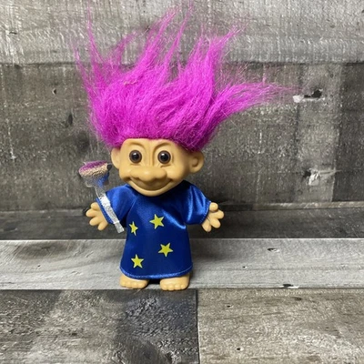 Muñeca Russ Troll Mago Azul Estrella Conjunto De Colección Años 90 Con Varita Falta Sombrero Foto 1 de 4