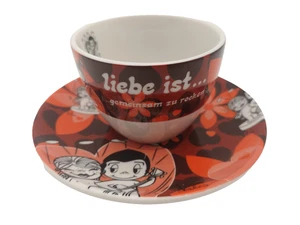 LIEBE IST... ..gemeinsam zu rocken CAPPUCCINO Gedeck Tasse & Untertasse Minikim - Bild 1 von 9