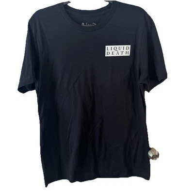 Liquid Death 男式黑色 T 恤头骨艺术图形标志哥特 L 码 — 第 1/4 张图片