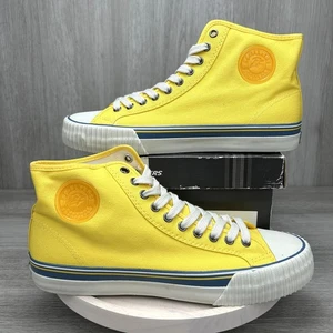 PF Flyers Center Hi Yellow White Mens 11 Retro Sneakers Shoes High Top Canvas - Picture 1 of 10