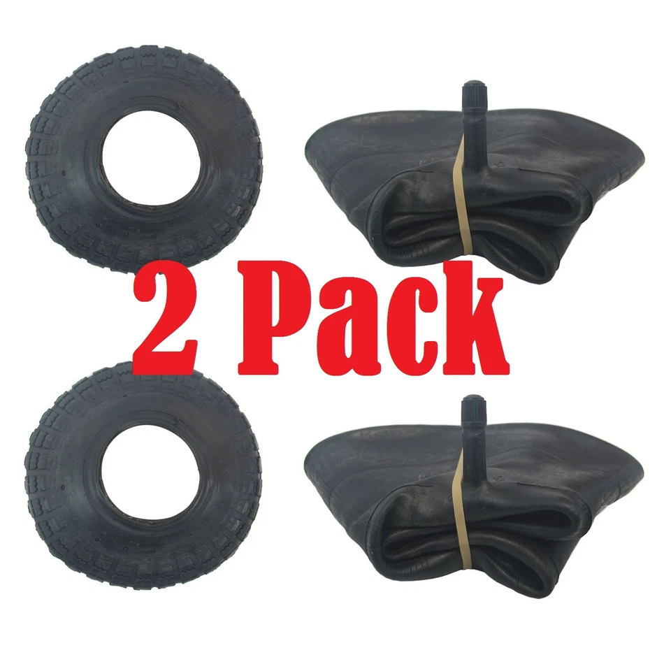 KETO PLASTICS 2 PACK Tyre & Innertube STRAIGHT VALVE 4.10 /3.50 - 4 Sack Truck Trolley Wheel