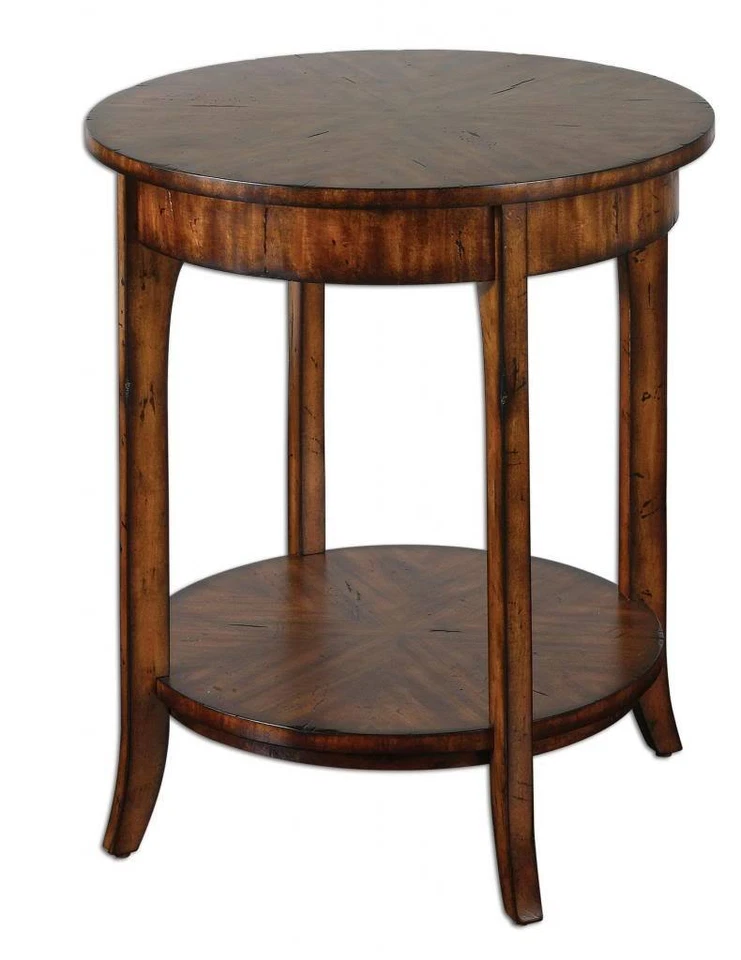 Elegant Round WOOD Accent Table Hall Lamp RUSTIC Antique Cottage Traditional - Image 1 of 1