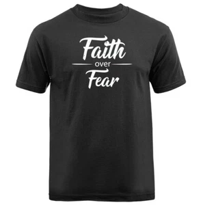 Glaube über Angst christlich religiös Gott Bibel Kirche Jesus Christus T-Shirt - Bild 1 von 17
