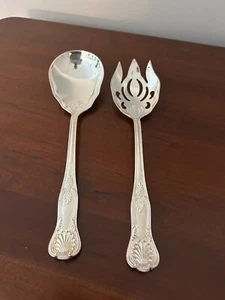 The Sheffield Silver Co. Juego de servir ensalada de plato de plata Tenedor de cuchara Hecho en Italia - Imagen 1 de 3