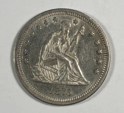 1876-CC Seated Quarter .25. Lustrous Carson City. Choice AU. - Image 1 of 3