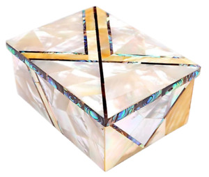 Unique Marble Jewelry Box, Mother Of Pearl Work Mosaic paua shell Art Home Decor