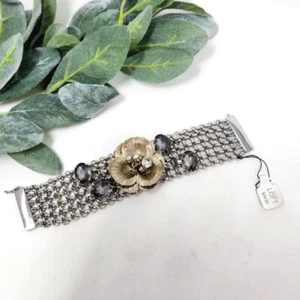 LOFT Strass Blume Metallkette Magnetarmband Neu mit Etikett - Bild 1 von 10