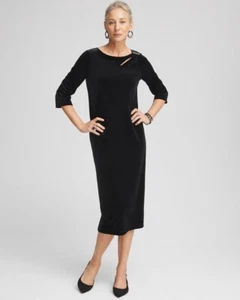 Neu mit Etikett Chico Traveler Damen-Midikleid aus Samt mit Cutouts Gr. 3 XL schwarz 3/4-Ärmel schwarz - Bild 1 von 10