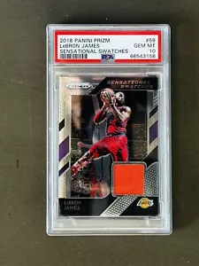 2018 Panini Prizm LeBron James Sensational Patch Swatch juego usado PSA 10. #59 - Imagen 1 de 3