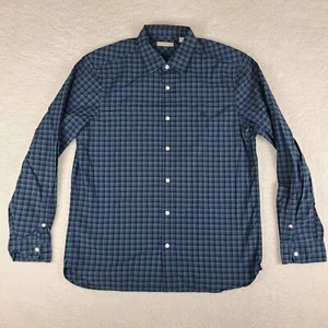 Burberry Brit Shirt Mens Large Black Purple Teal Plaid Dress Button Up - Picture 1 of 11