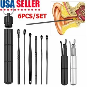 6PCS Ear Pick Cleaning Set Spiral Tool Spoon Ear Wax Remover Cleaner Curette Kit - Picture 1 of 14