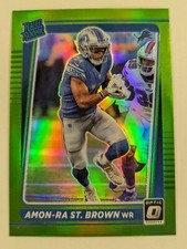 2021 Amon Ra St Brown Lions Donruss Optic Rated Rookie Lime Green Prizm /35 RC
