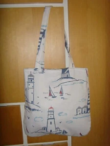 BOLSO LIBRO DE 15 pulgadas HECHO EN FARO BARCO NÁUTICO FORRADO BLANCO AZUL - Imagen 1 de 3