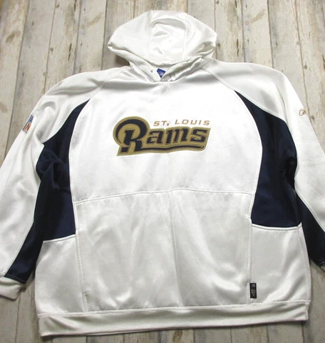 St Louis Rams Hoodie Sweater 2XL White Black Pullover Embroidered NFL Football Cover