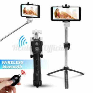 Ausziehbares Selfie Stick Stativ + RC Bluetooth für Android & iPhone - SCHWARZ - Bild 1 von 8