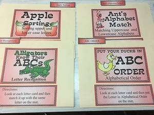 (4) Four Alphabet / Letter File Folder Set - Activity Set -  READING - Picture 1 of 12