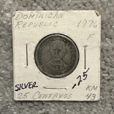 1976 Dominican Republic 25 Centavos RARE Coin KM#43 - Image 1 of 2
