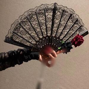 Handheld Floral Foldable Fans Wall Fan Lolita for Wedding Cosplay Halloween