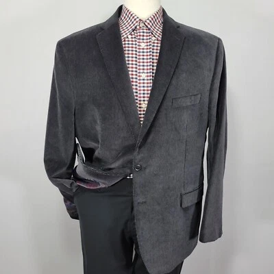 Van Heusen Studio Men's Sport Coat Blazer Two Button DK Gray Corduroy Cotton 48R - Image 1 of 4
